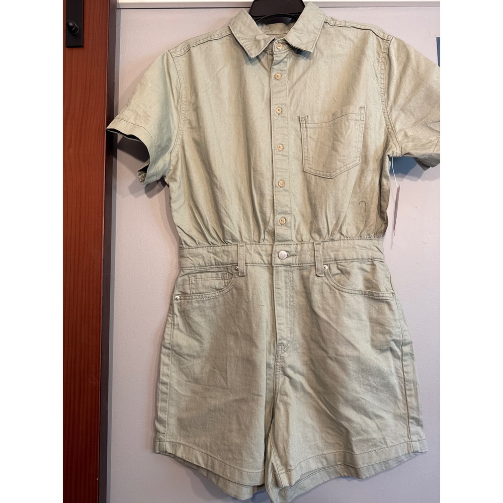 Levi Strauss Signature Vintage Summer Romper Sage Green Utility Relaxed Fit NWT